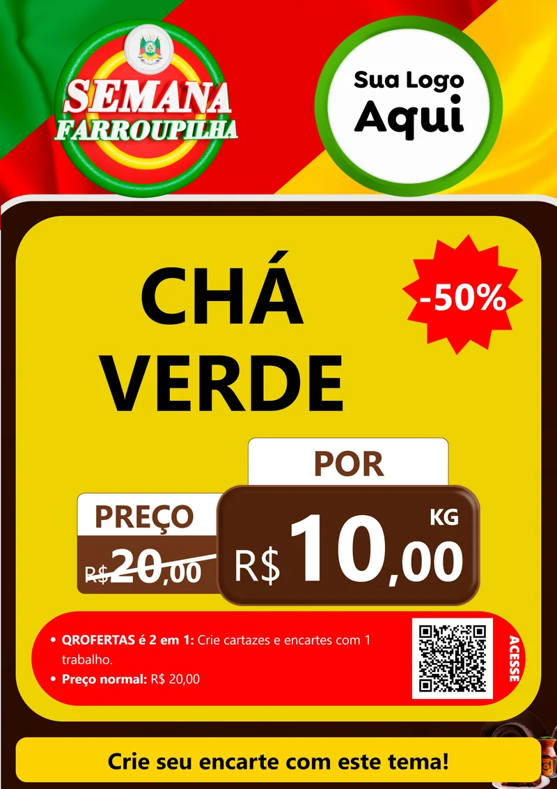 Modelo de Cartaz para Cartaz A4 Vertical com o tema Semana Farroupilha para Produtos Naturais