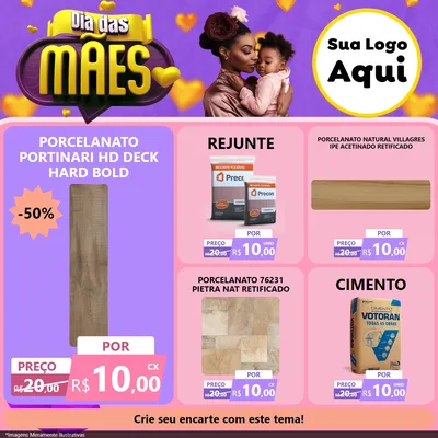 Modelo de Rede Social para Feed Facebook com o tema Dia das Mães para Pisos e revestimentos