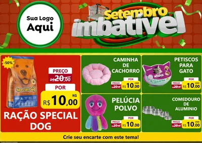 Modelo de Encarte para Encarte A4 Horizontal com o tema Setembro Imbatível para Pet Shop
