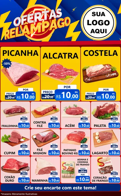 Modelo de Encarte para Encarte Grande com o tema Ofertas Relâmpago para Açougue