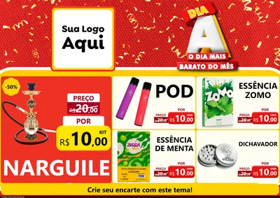 Modelo de Encarte para Encarte A4 Horizontal com o tema Dia A o Dia Mais Barato do Mês para Tabacaria