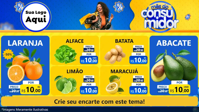 Modelo de TV para TV Horizontal com o tema Mês do Consumidor para Hortifrúti