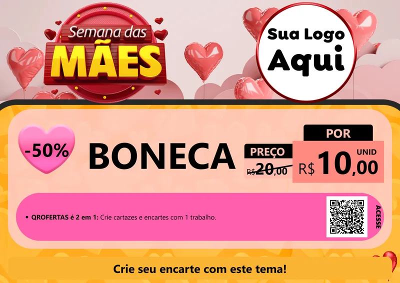 Modelo de Cartaz para Cartaz A4 Horizontal com o tema Semana das Mães para Brinquedos