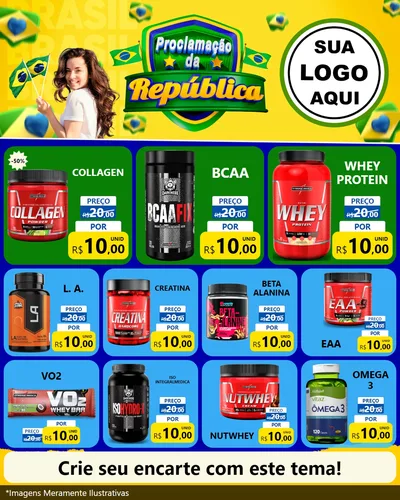 Modelo de Rede Social para Feed Instagram com o tema Proclamação da República para Suplementos alimentares