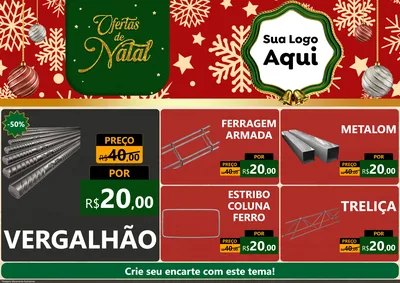 Modelo de Encarte para Encarte A4 Horizontal com o tema Natal de Ofertas para Ferragens