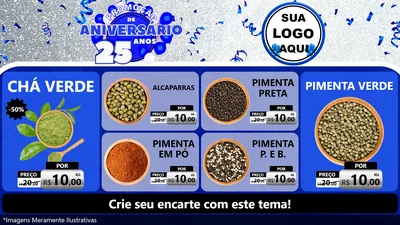 Modelo de TV para TV Horizontal com o tema Promoção de Aniversário - 25 Anos para Produtos Naturais