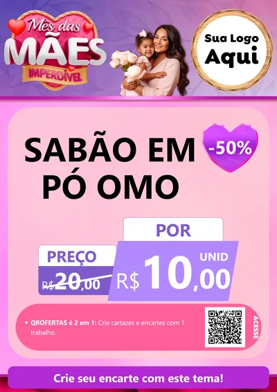 Modelo de Cartaz para Cartaz A4 Vertical com o tema Mês das Mães Imperdível para Produtos de Limpeza
