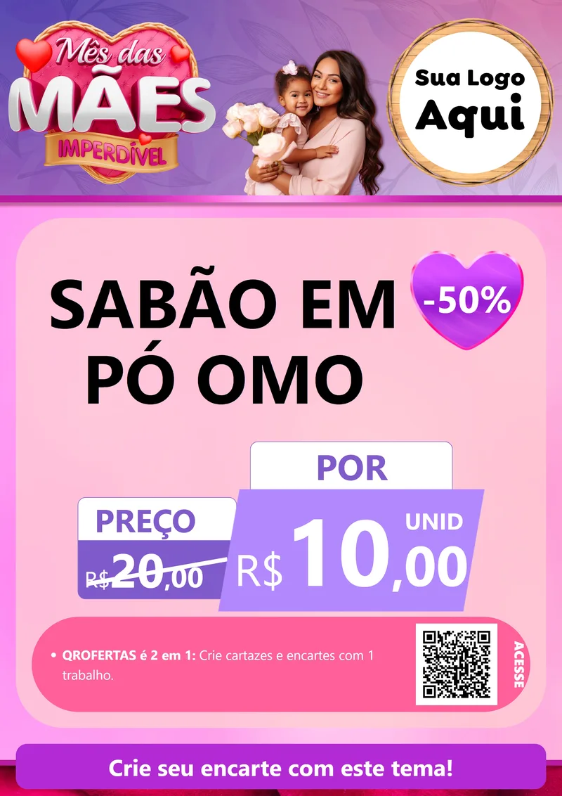 Modelo de Cartaz para Cartaz A4 Vertical com o tema Mês das Mães Imperdível para Produtos de Limpeza
