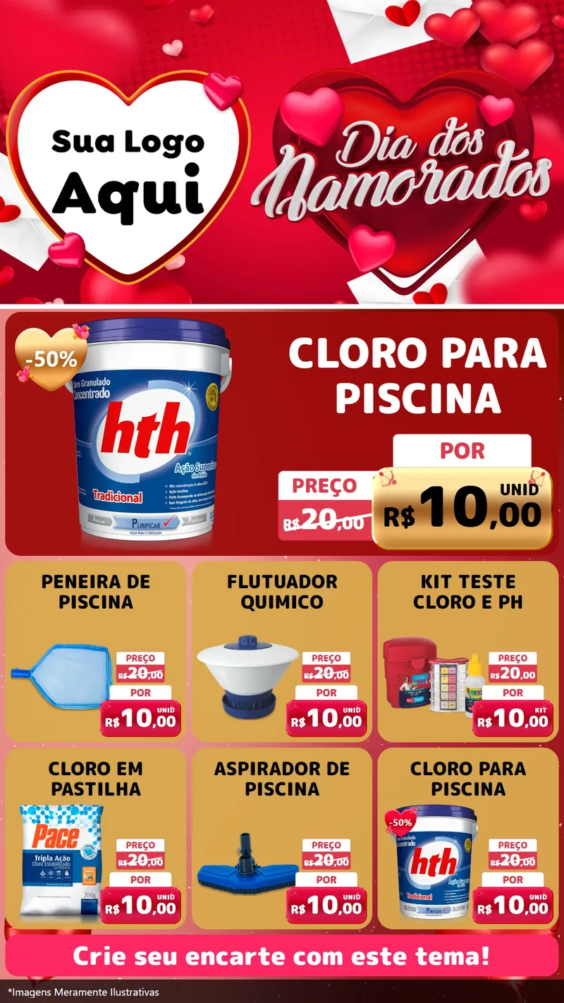 Modelo de Rede Social para Stories com o tema Dia Dos Namorados para Produtos para Piscina