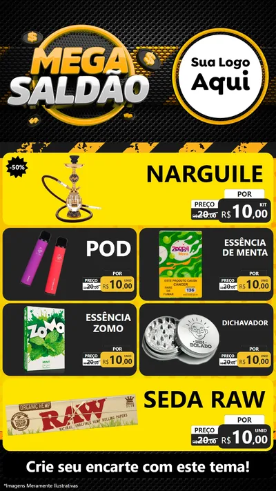 Modelo de TV para TV Vertical com o tema Mega Saldão para Tabacaria