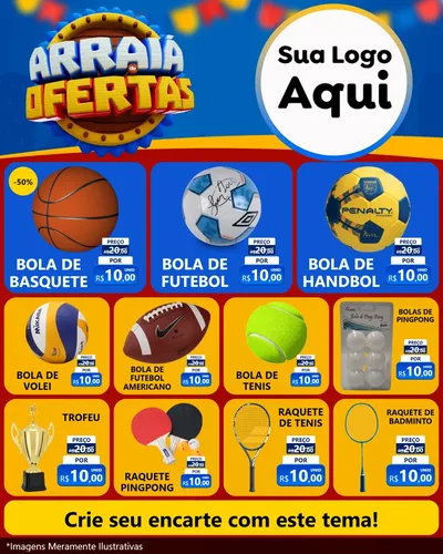 Modelo de Rede Social para Feed Instagram com o tema Arraiá de Ofertas - Junina para Artigos Esportivos