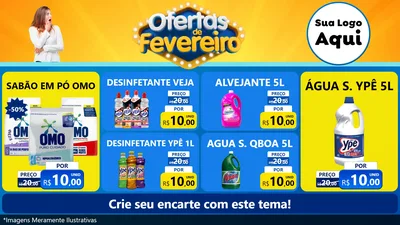 Modelo de TV para TV Horizontal com o tema Ofertas de Fevereiro para Produtos de Limpeza
