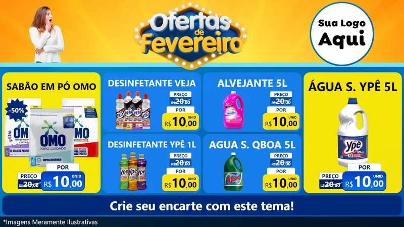 Modelo de TV para TV Horizontal com o tema Ofertas de Fevereiro para Produtos de Limpeza