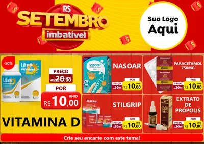 Modelo de Encarte para Encarte A4 Horizontal com o tema Setembro Imbatível para Farmácia