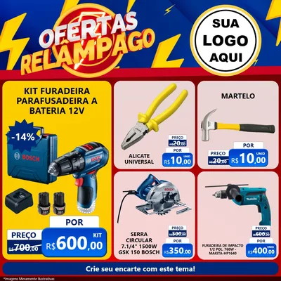 Modelo de Rede Social para Feed Facebook com o tema Ofertas Relâmpago para Maquinas e Ferramentas