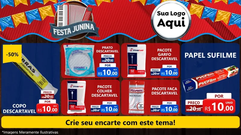 Modelo de TV para TV Horizontal com o tema Festa Junina para Embalagens
