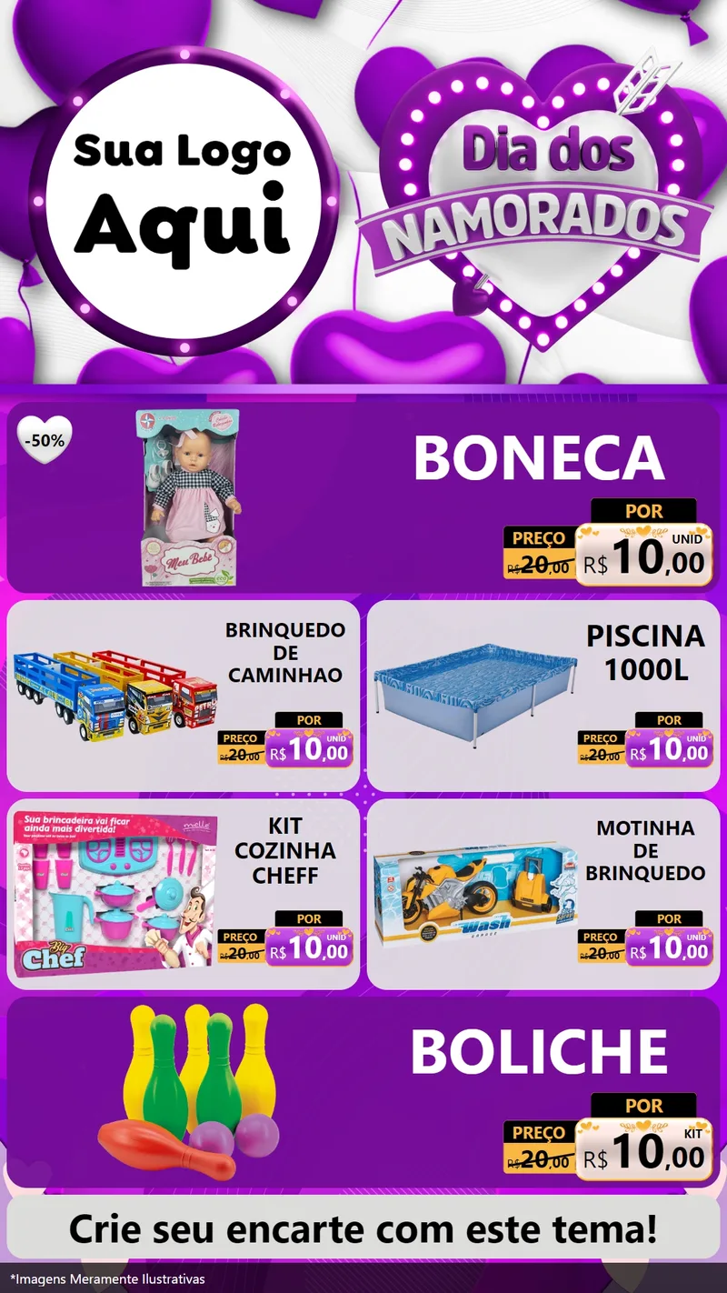 Modelo de TV para TV Vertical com o tema Dia dos Namorados para Brinquedos