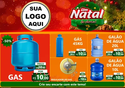 Modelo de Encarte para Encarte A4 Horizontal com o tema Um Natal de Ofertas para Água e gás