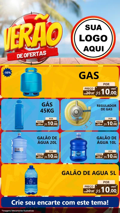 Modelo de TV para TV Vertical com o tema Verão de Ofertas para Água e gás