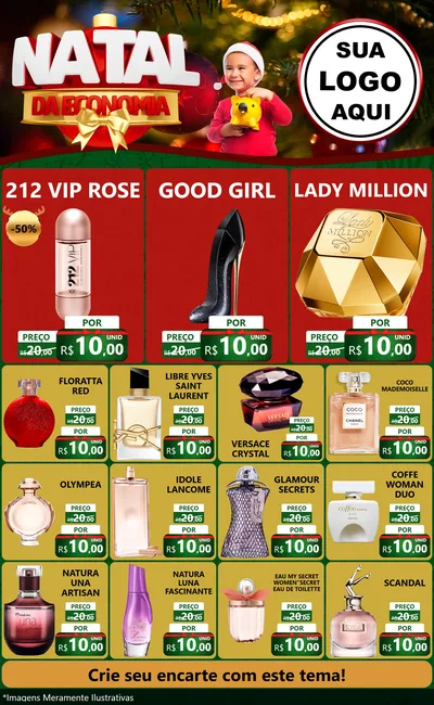 Modelo de Encarte para Encarte Grande com o tema Natal da Economia para Perfumes