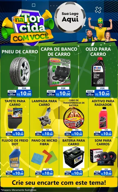 Modelo de Encarte para Encarte Grande com o tema Na Torcida Com Você - Copa para Auto peças