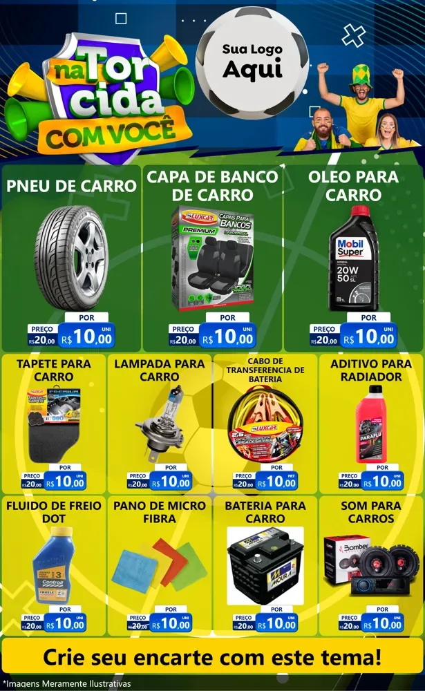 Modelo de Encarte para Encarte Grande com o tema Na Torcida Com Você - Copa para Auto peças