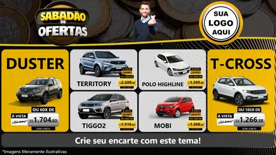 Modelo de TV para TV Horizontal com o tema Sabadão de Ofertas para Concessionaria de Carros