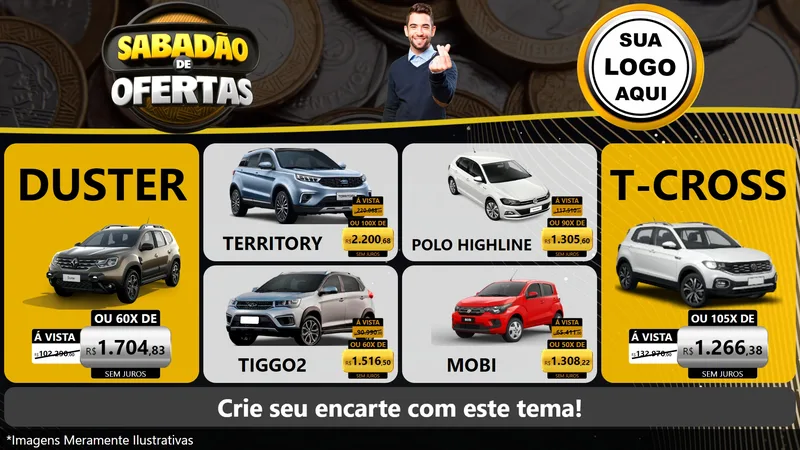 Modelo de TV para TV Horizontal com o tema Sabadão de Ofertas para Concessionaria de Carros
