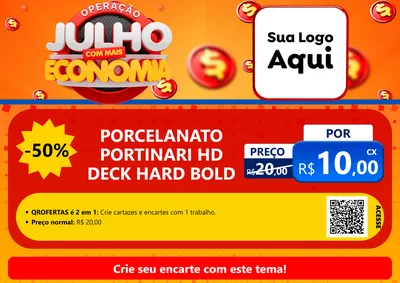 Modelo de Cartaz para Cartaz A4 Horizontal com o tema Operação Julho Com Mais Economia para Pisos e revestimentos