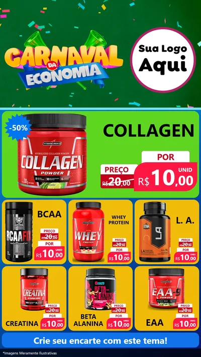 Modelo de Rede Social para Stories com o tema Carnaval da Economia para Suplementos alimentares