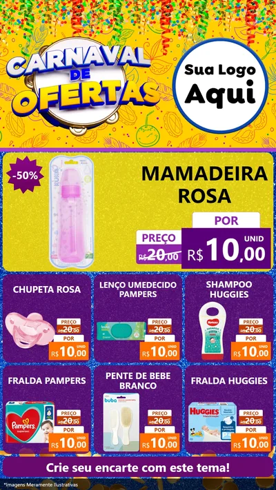 Modelo de Rede Social para Stories com o tema Carnaval de Ofertas para Bebês