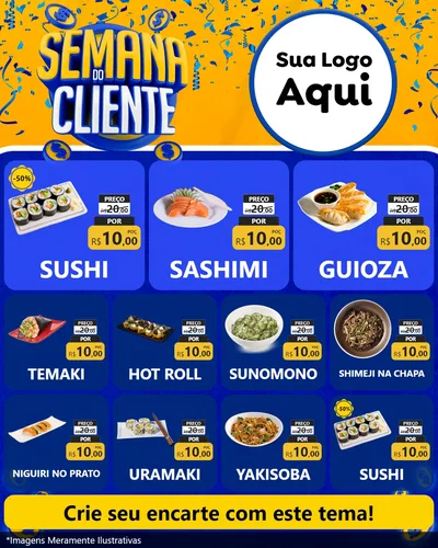 Modelo de Rede Social para Feed Instagram com o tema Semana do Cliente para Comida japonesa