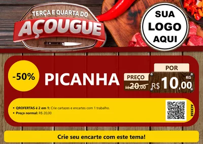 Modelo de Cartaz para Cartaz A4 Horizontal com o tema Terça e Quarta do Açougue para Açougue