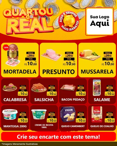 Modelo de Rede Social para Feed Instagram com o tema Quartou do Real para Frios e Laticínios