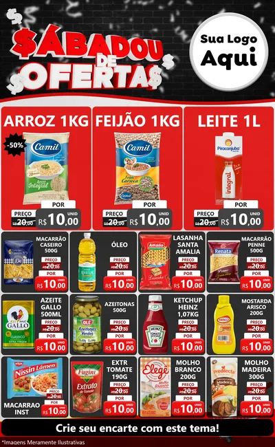 Modelo de Encarte para Encarte Grande com o tema Sabadou de Ofertas para Supermercado