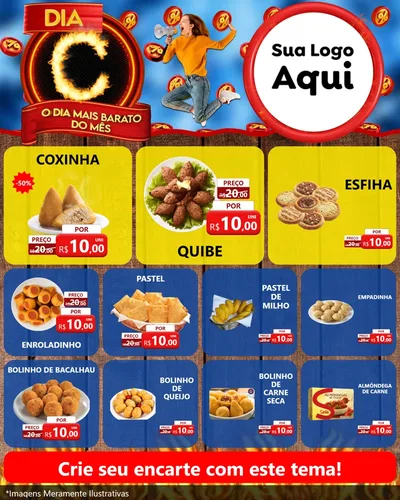 Modelo de Rede Social para Feed Instagram com o tema Dia C - O Dia Mais Barato Do Mês para Salgadaria
