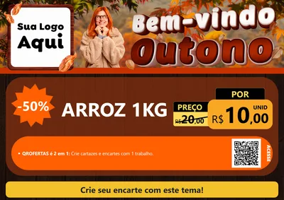 Modelo de Cartaz para Cartaz A4 Horizontal com o tema Bem-vindo Outono para Supermercado