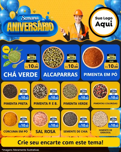 Modelo de Rede Social para Feed Instagram com o tema Semana de Aniversário para Produtos Naturais