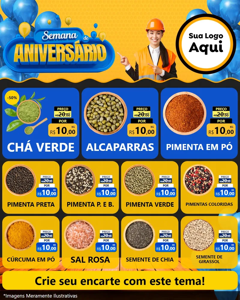 Modelo de Rede Social para Feed Instagram com o tema Semana de Aniversário para Produtos Naturais