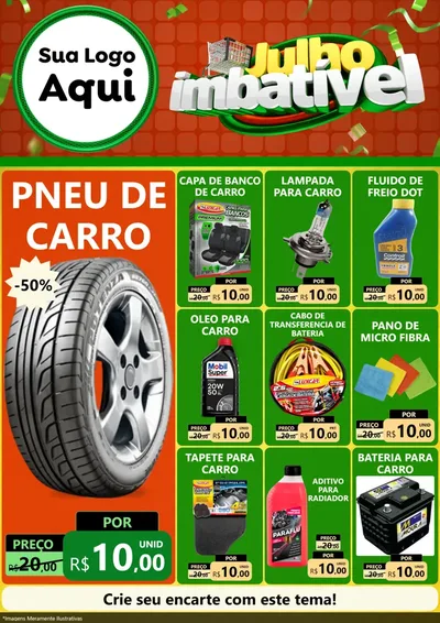 Modelo de Encarte para Encarte A4 Vertical com o tema Julho Imbatível para Auto peças