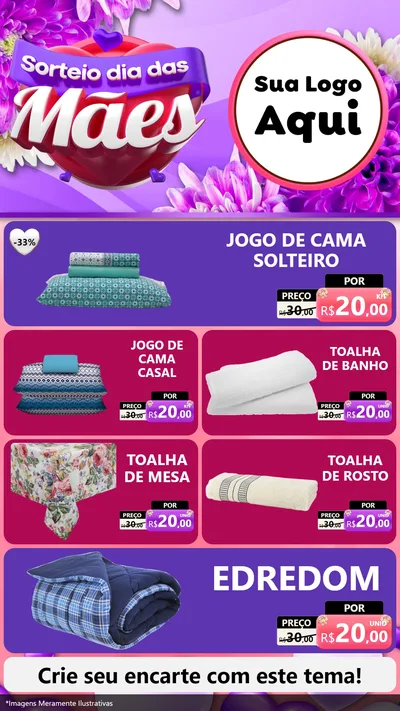 Modelo de TV para TV Vertical com o tema Sorteio Dia das Mães para Cama, Mesa e Banho
