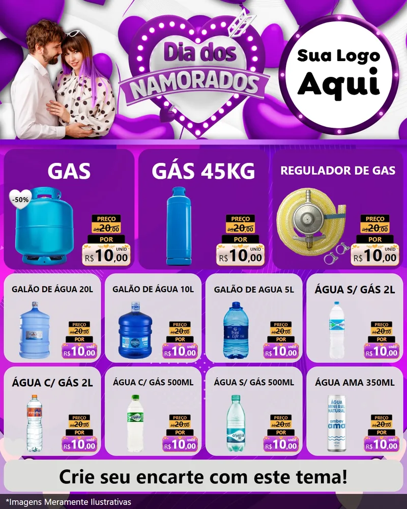 Modelo de Rede Social para Feed Instagram com o tema Dia dos Namorados para Água e gás