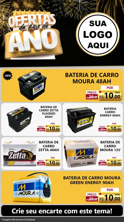 Modelo de TV para TV Vertical com o tema Ofertas de Fim de Ano para Baterias Elétricas