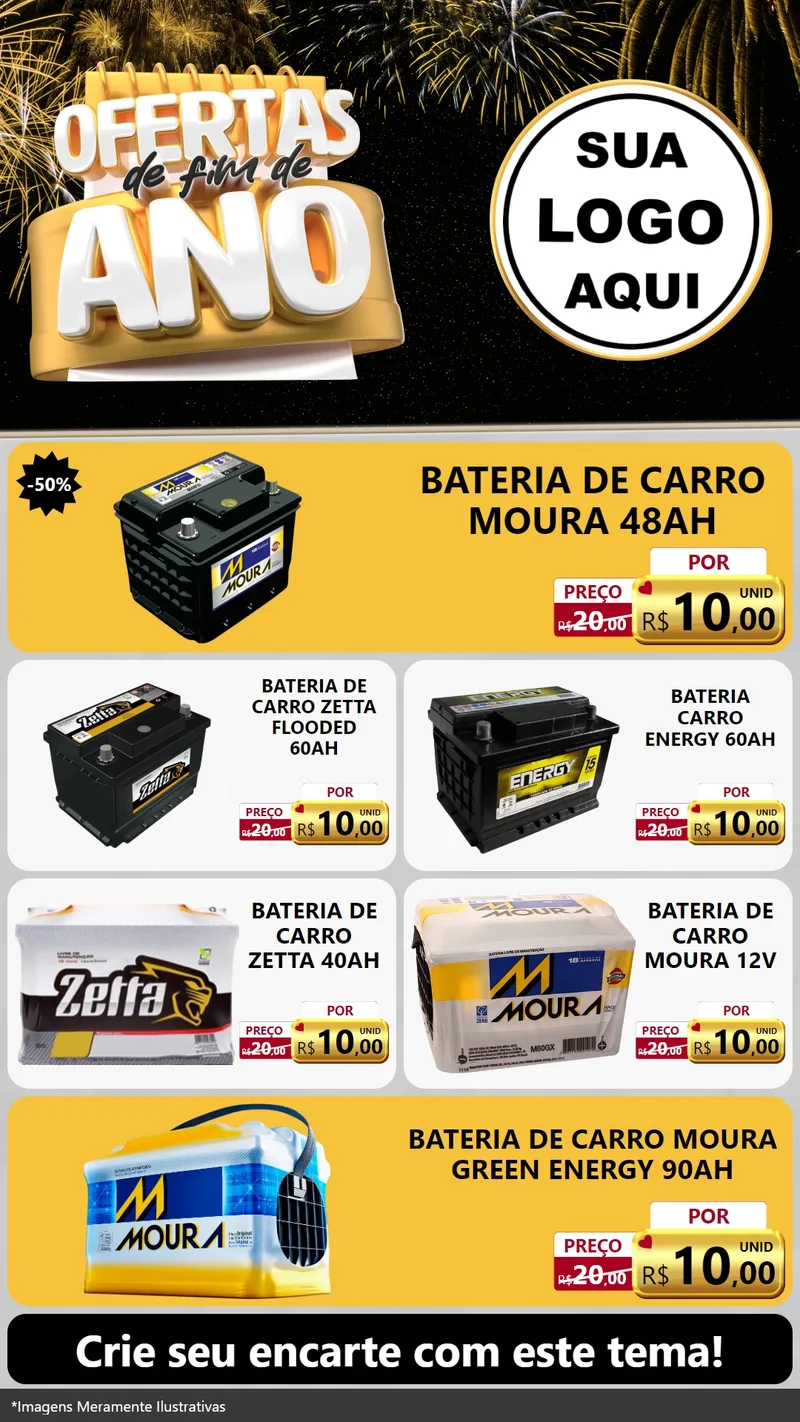 Modelo de TV para TV Vertical com o tema Ofertas de Fim de Ano para Baterias Elétricas
