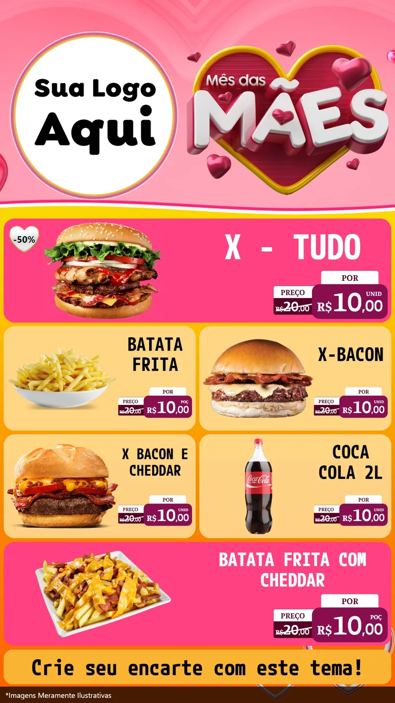 Modelo de TV para TV Vertical com o tema Mês das Mães para Hamburgueria
