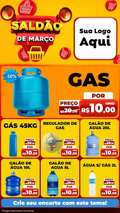 Modelo de Rede Social para Stories com o tema Saldão de Março para Água e gás