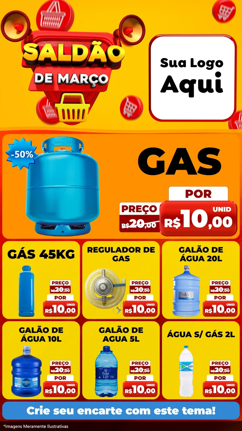 Modelo de Rede Social para Stories com o tema Saldão de Março para Água e gás