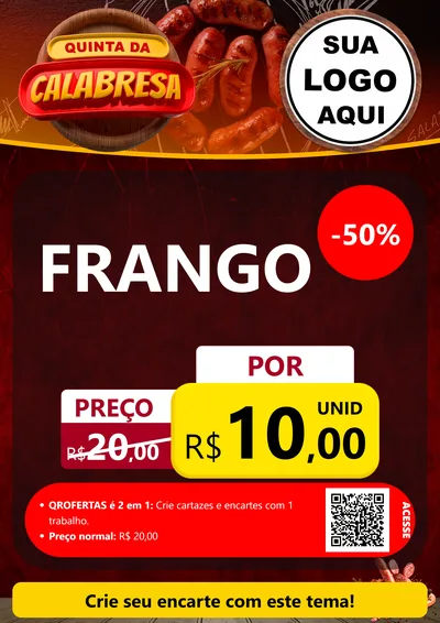 Modelo de Cartaz para Cartaz A4 Vertical com o tema Quinta da Calabresa para Assados