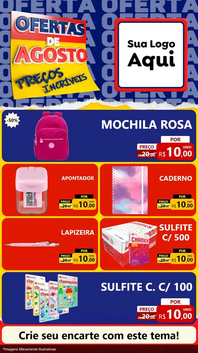 Modelo de TV para TV Vertical com o tema Ofertas de Agosto - Preços Incríveis para Papelaria
