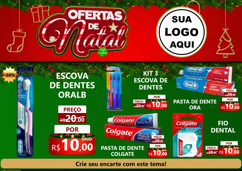 Modelo de Encarte para Encarte A4 Horizontal com o tema Ofertas de Natal para Higiene Pessoal